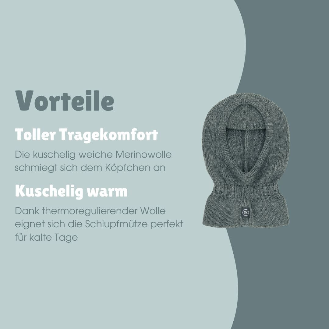 Merino Wollschlupfmütze Kind | Essential Grau