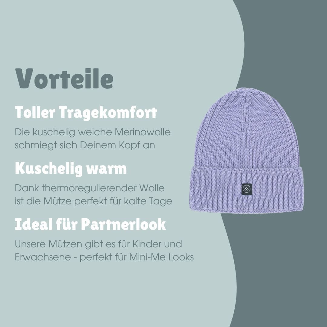 Merino Wollmütze Erwachsene | Essential Lavendel