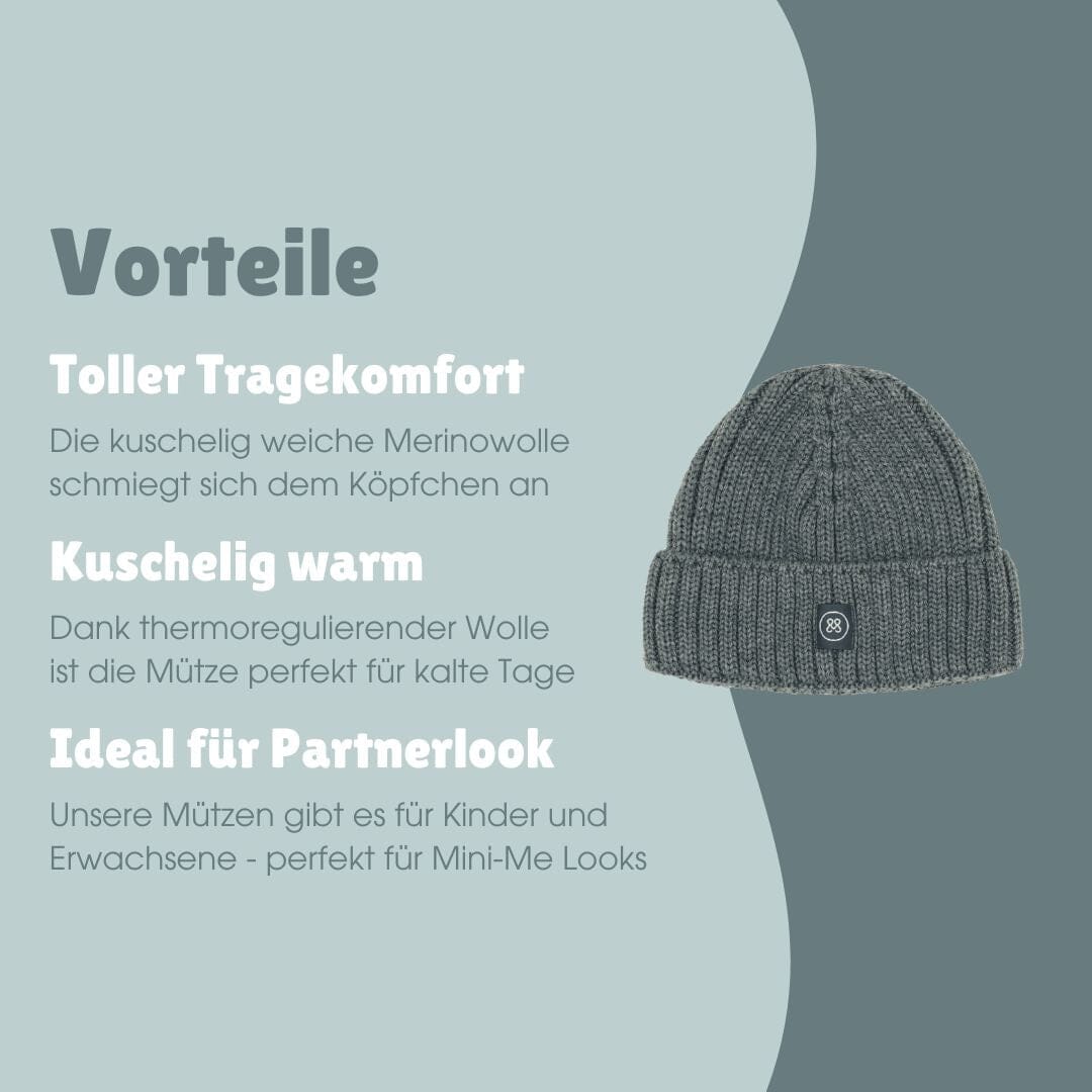 Merino Wollmütze Kind | Essential Grau