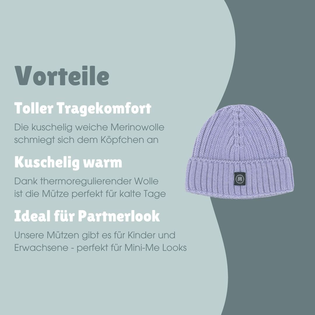 Merino Wollmütze Kind | Essential Lavendel