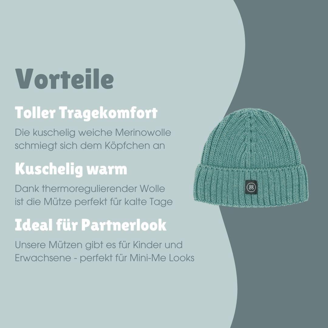 Merino Wollmütze Kind | Essential Mint