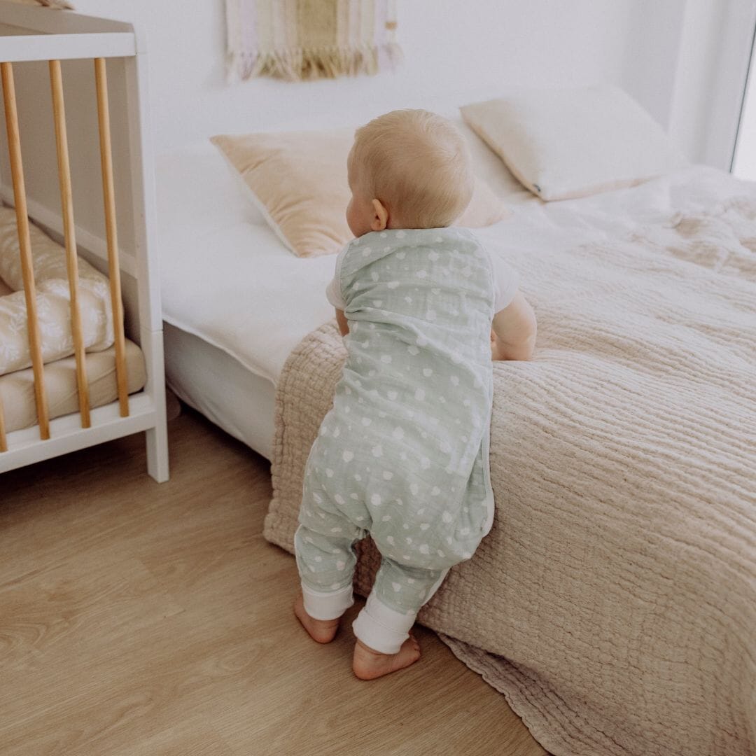 Musselin Schlafsack mit Füssen 0.5 TOG | Punkte Mint