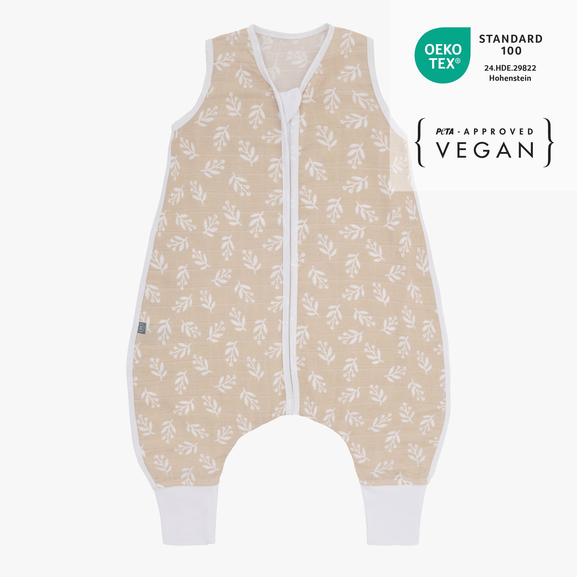 Musselin Schlafsack mit Füssen 0.5 TOG | Floral Sand