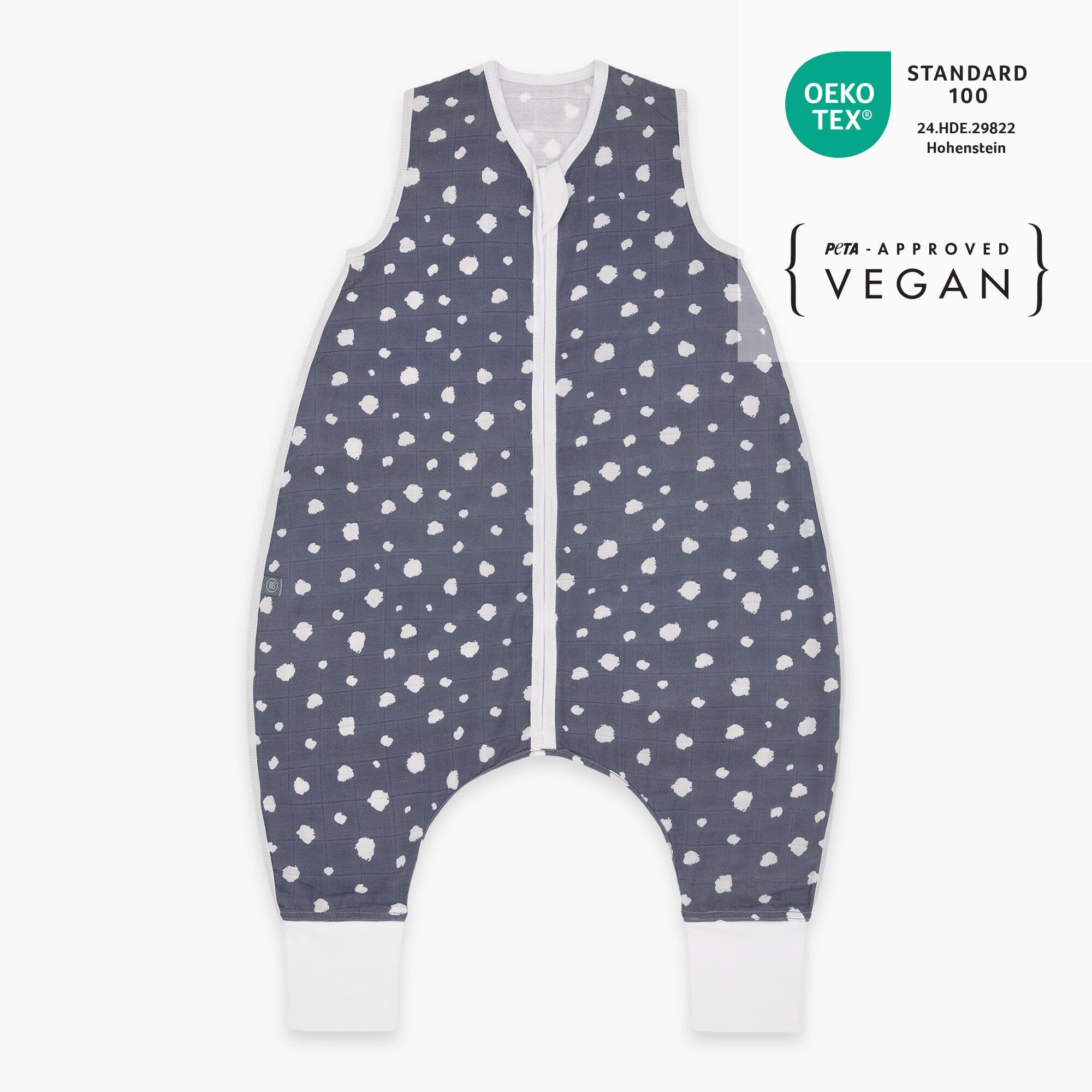 Musselin Schlafsack mit Füssen 0.5 TOG | Punkte Blau