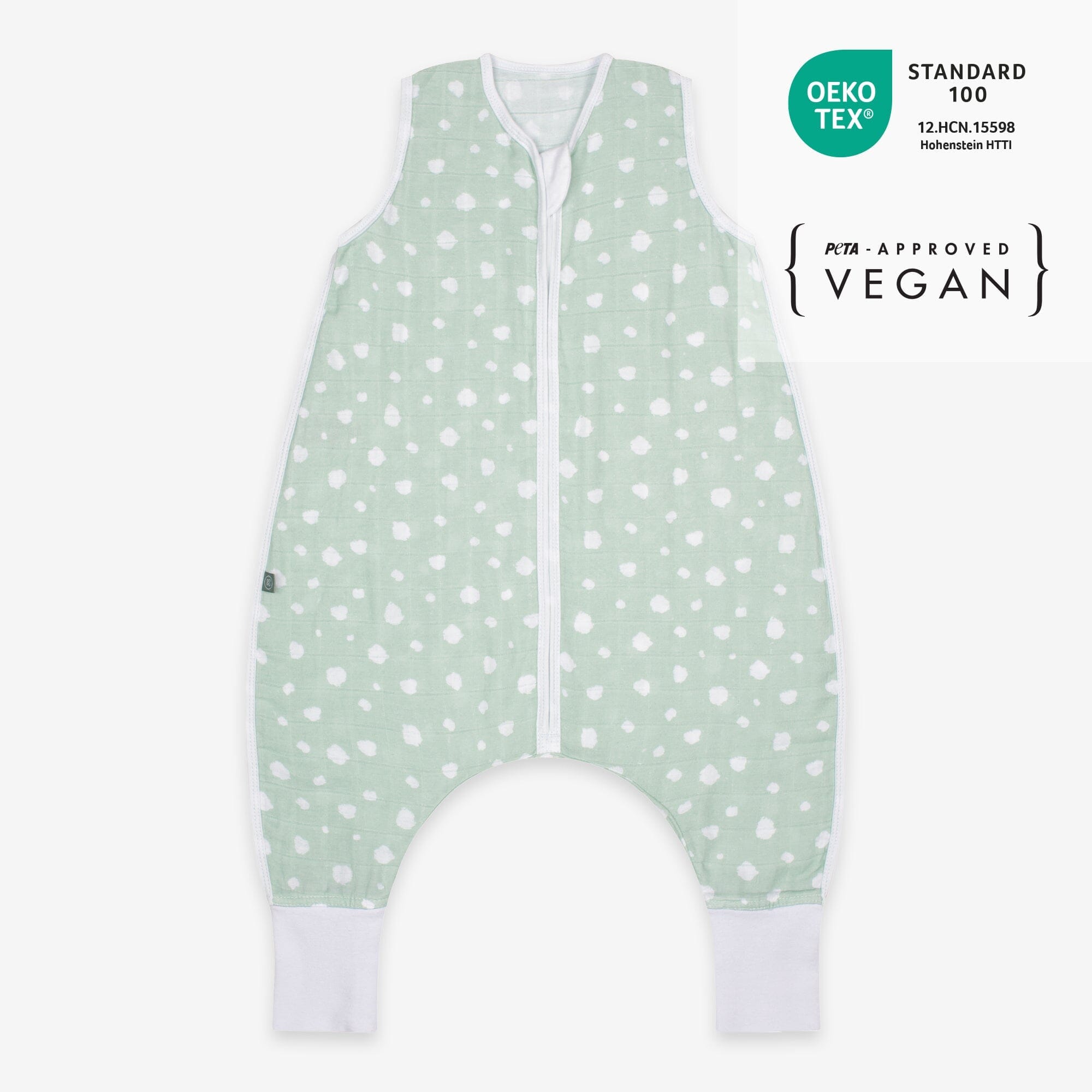 Musselin Schlafsack mit Füssen 0.5 TOG | Punkte Mint