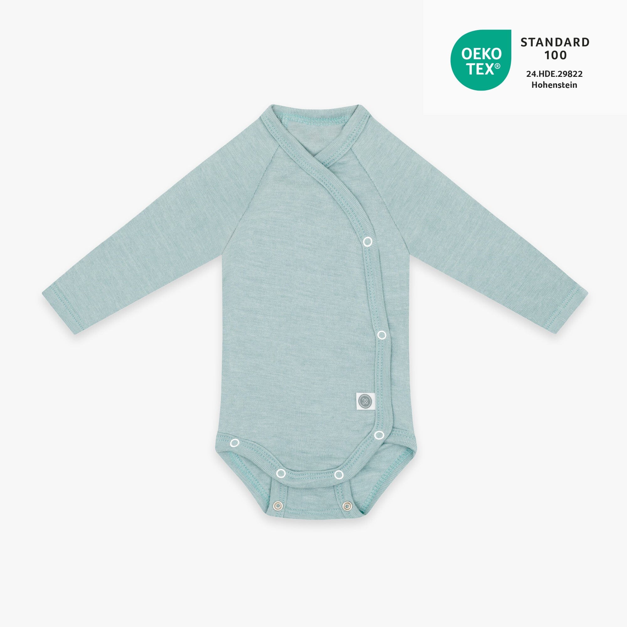 Wolle-Seide Langarm-Wickelbody | Essential Mint