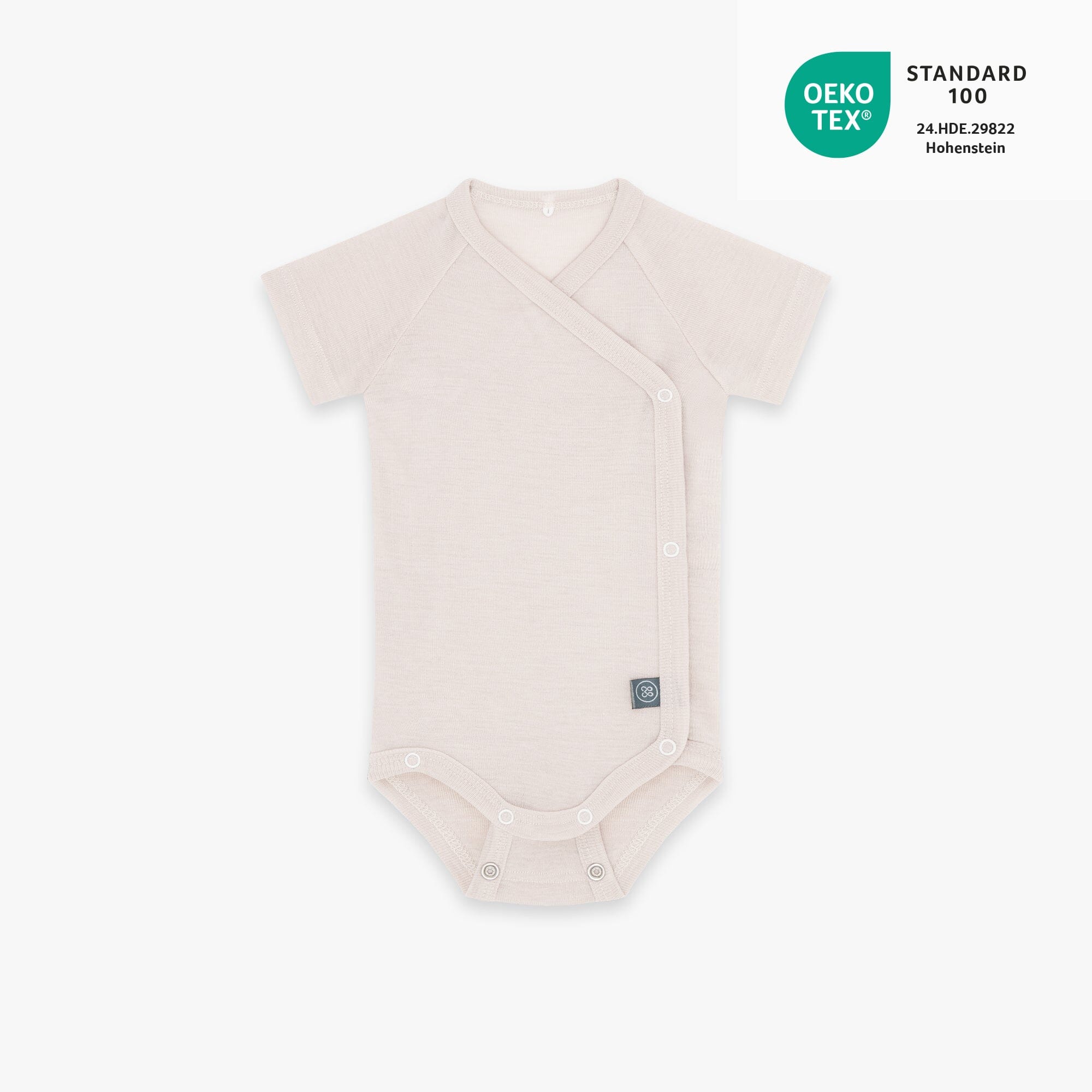 Wolle-Seide Kurzarm-Wickelbody | Essential Beige
