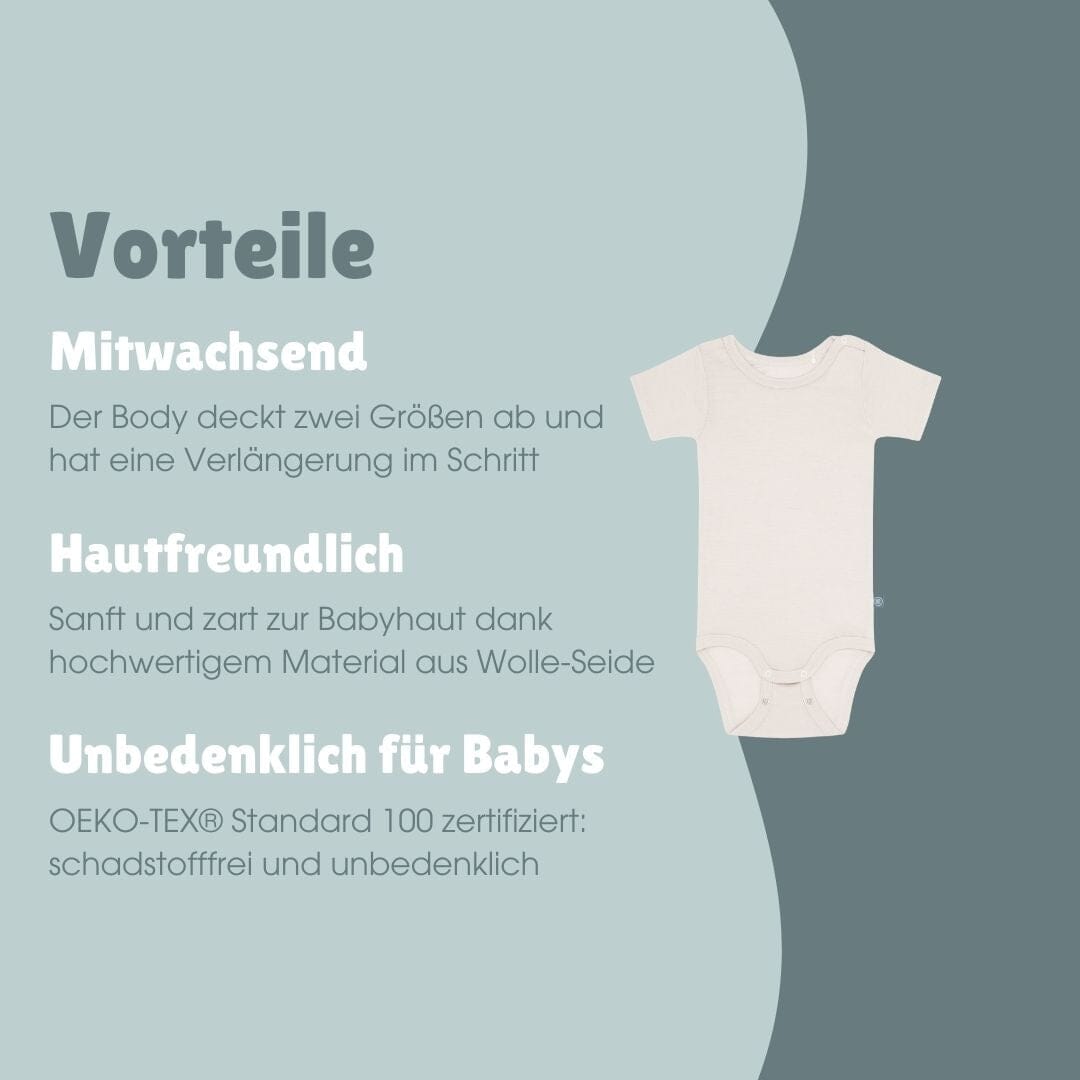 Wolle-Seide Kurzarm-Body | Essential Beige