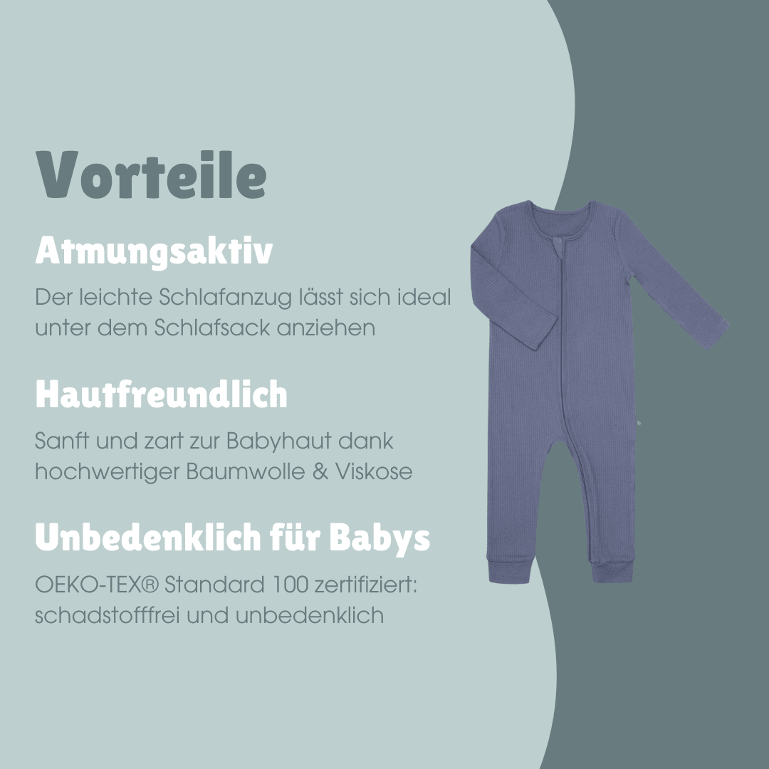 Schlafanzug mit Bündchen | Essential Blau