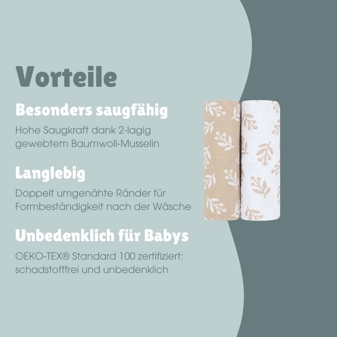 Spucktücher 2er Set | Floral Sand