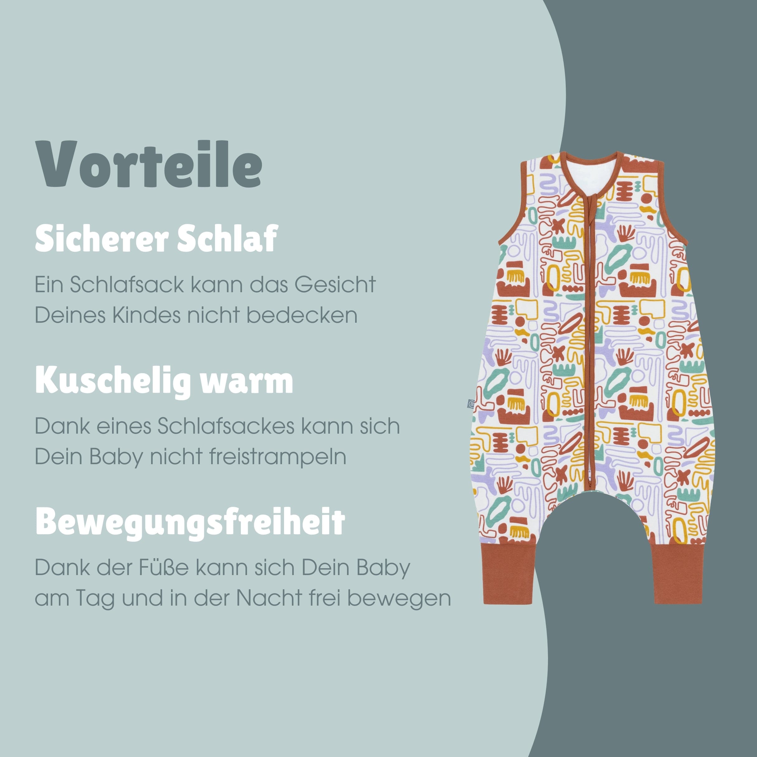 Schlafsack mit Füssen 1.0 TOG | Bunte Formen
