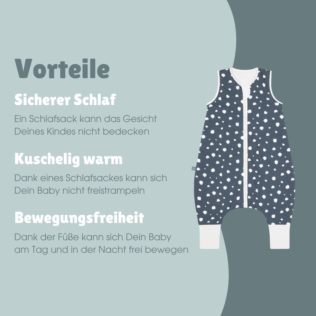 Schlafsack mit Füssen 2.5 TOG | Punkte Blau