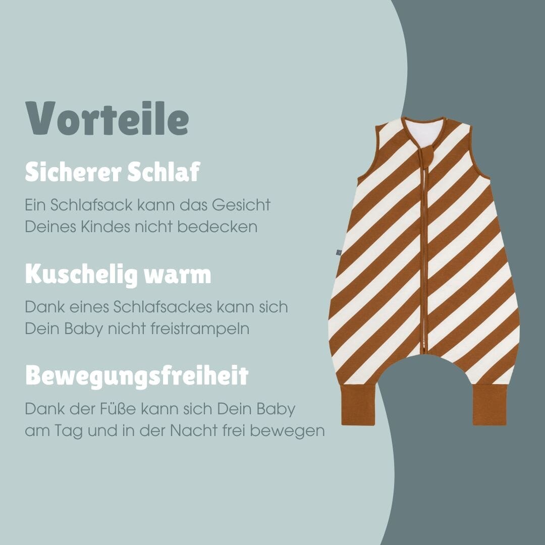 Schlafsack mit Füßen 2.5 TOG | Streifen Toffee