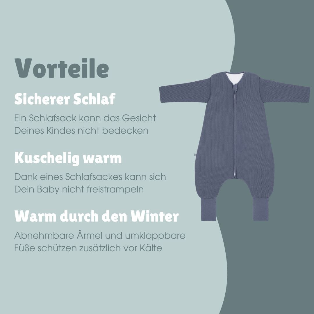 Schlafsack mit Umschlag-Fuß und Ärmel 3.5 TOG | Essential Blau