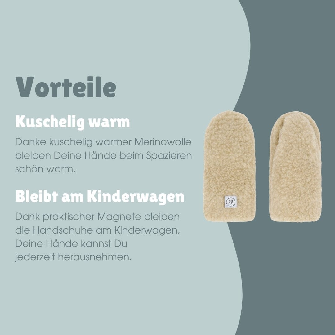 Kinderwagenhandschuhe aus Merinowolle | Essential Beige