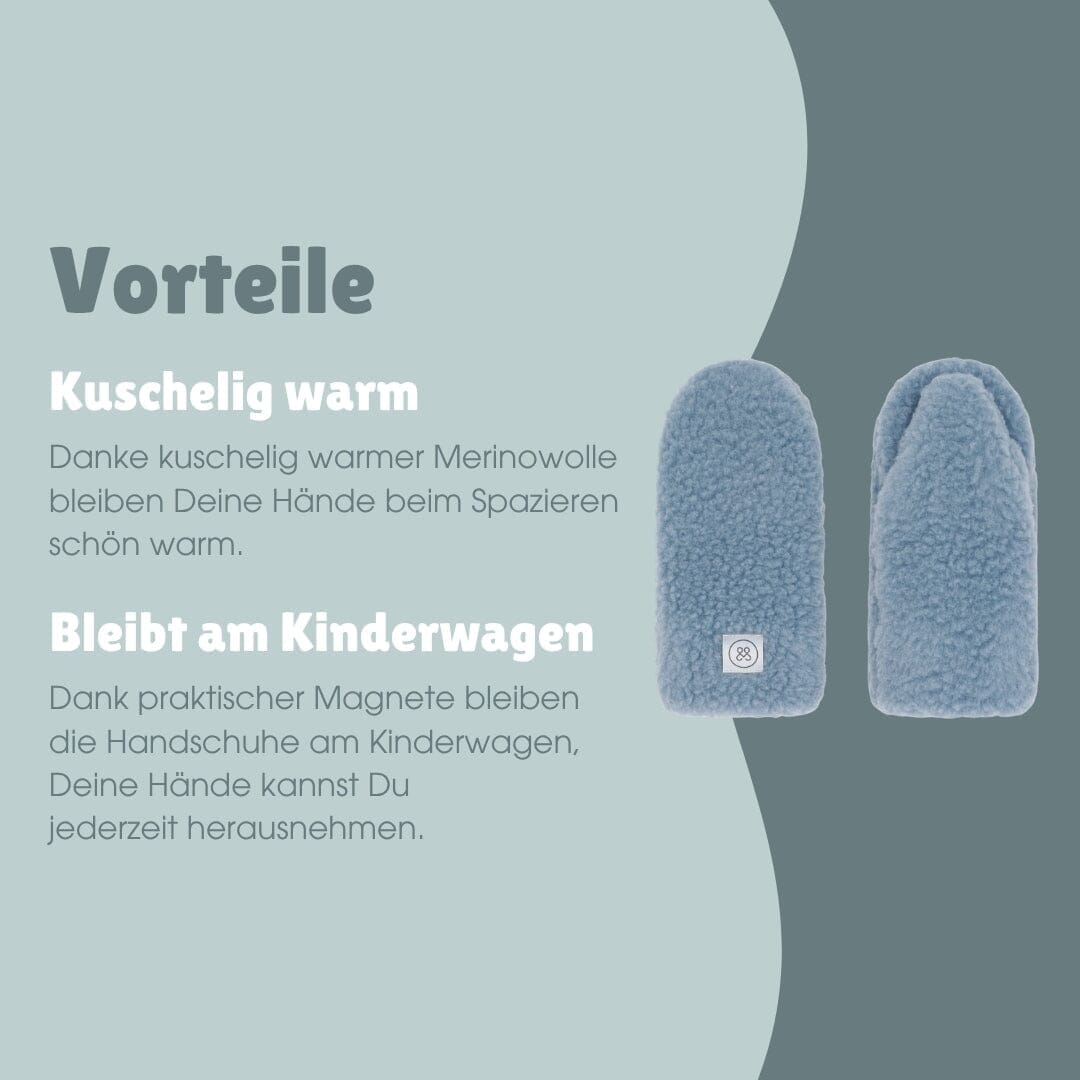 Kinderwagenhandschuhe aus Merinowolle | Essential Ice Blue