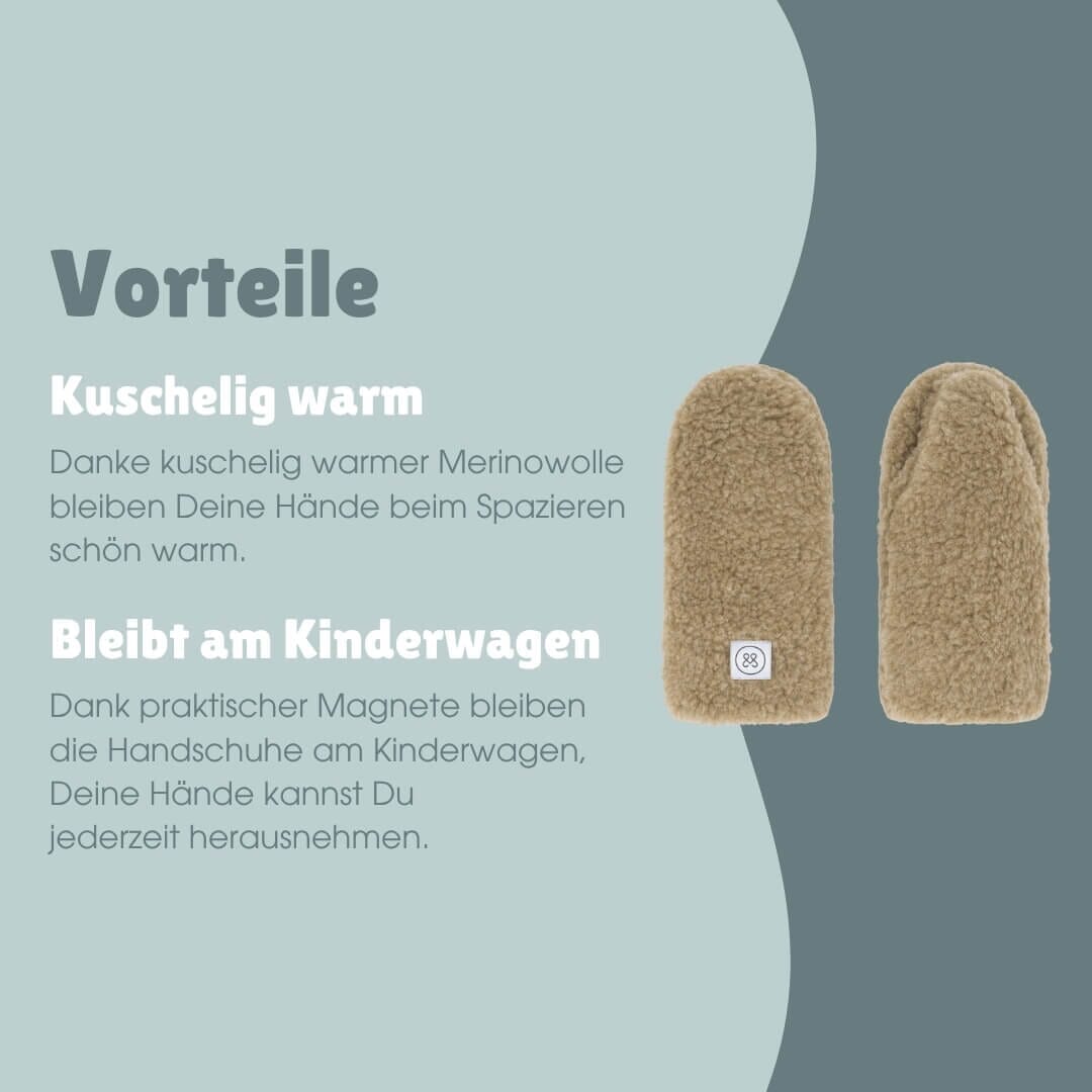 Kinderwagenhandschuhe aus Merinowolle | Essential Taupe