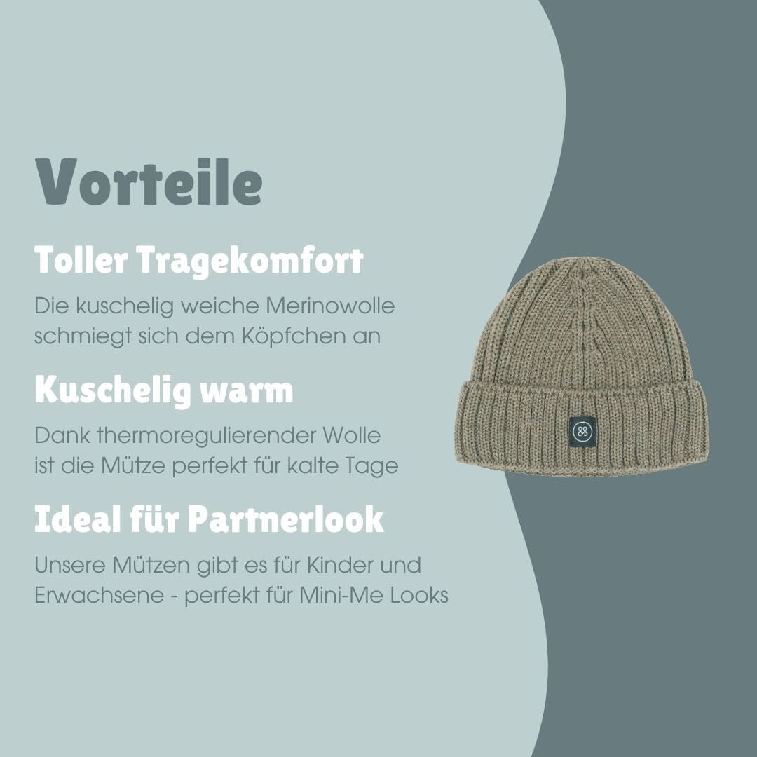 Merino Wollmütze Kind | Essential Beige