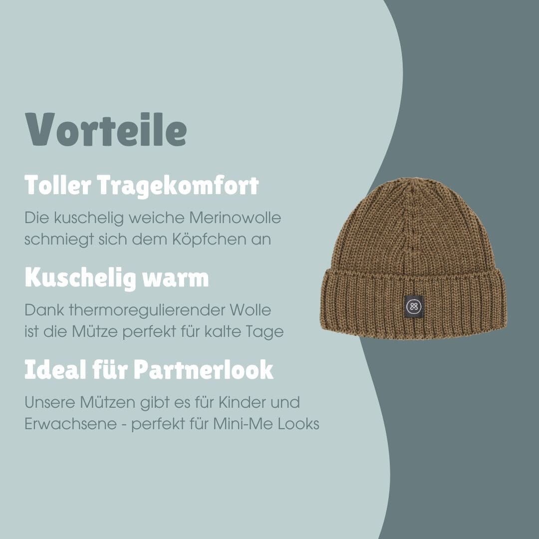 Merino Wollmütze Kind | Essential Taupe