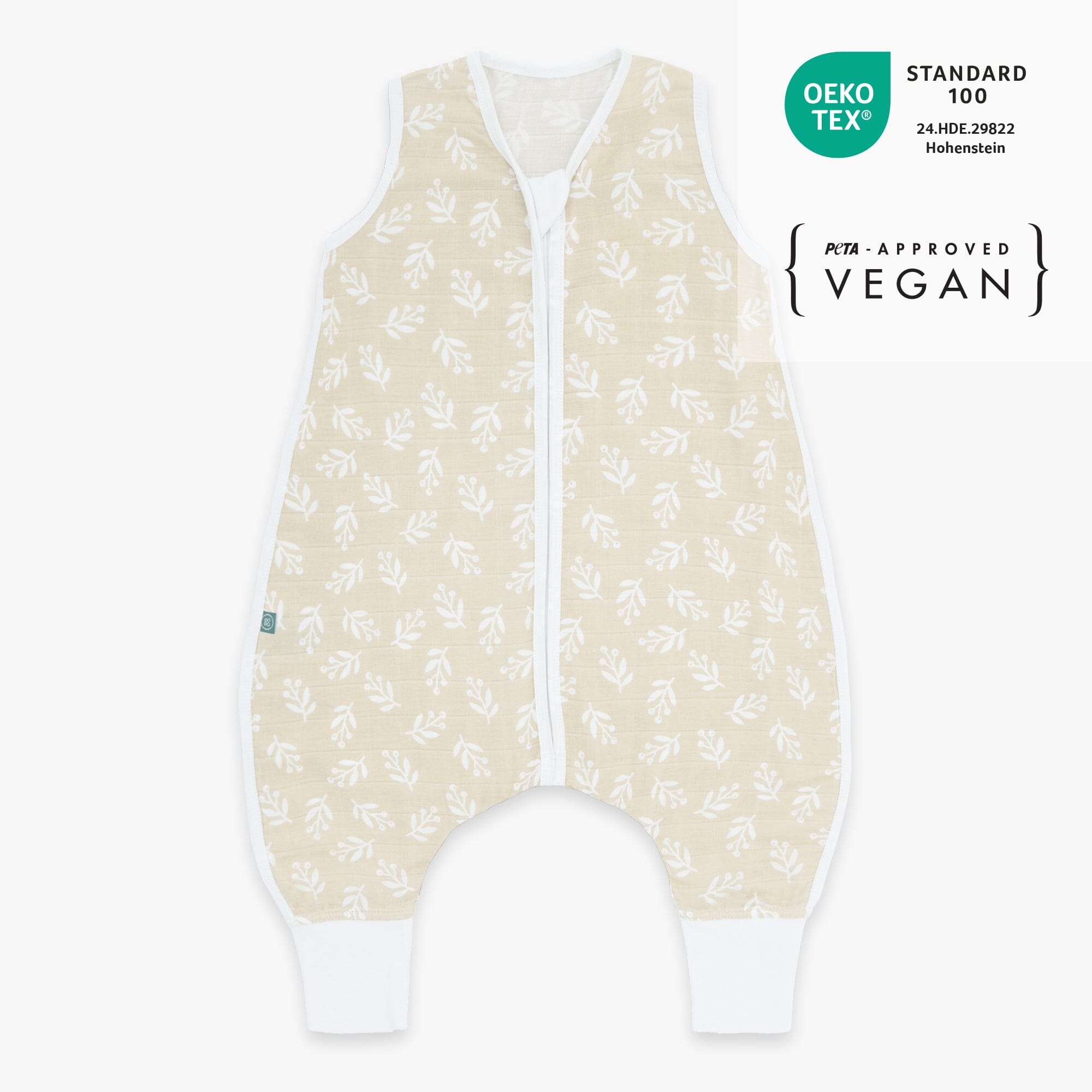 Musselin Schlafsack mit Füßen 0.5 TOG | Floral Sand