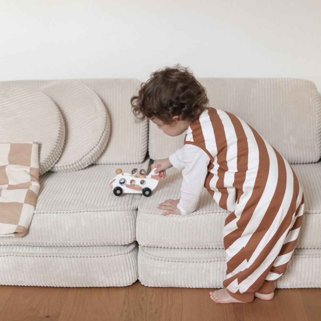 Schlafsack mit Füßen 1.0 TOG | Streifen Toffee