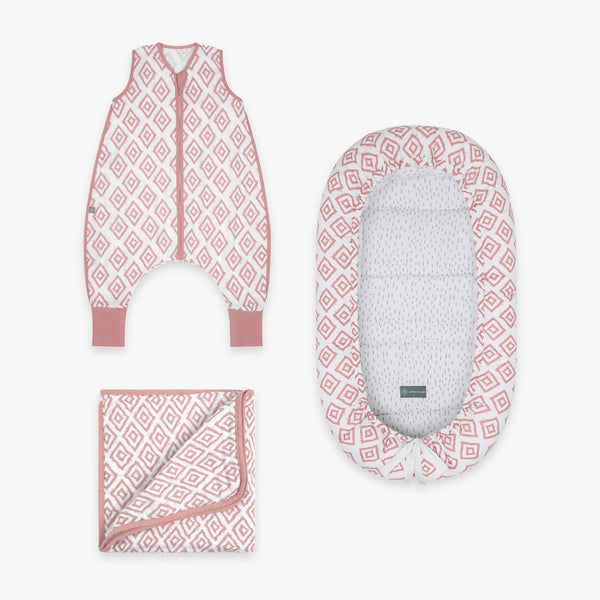 Kuschel Bundle | Schlafsack mit Füßen 0.5 TOG | Rauten Rosa