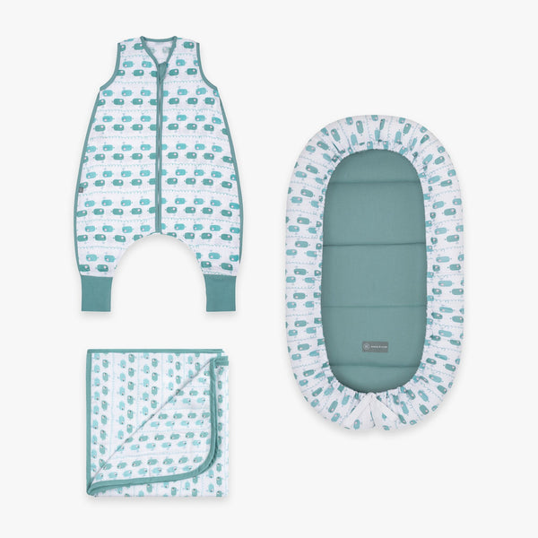 Kuschel Bundle | Schlafsack mit Füßen 0.5 TOG | Wal Blau